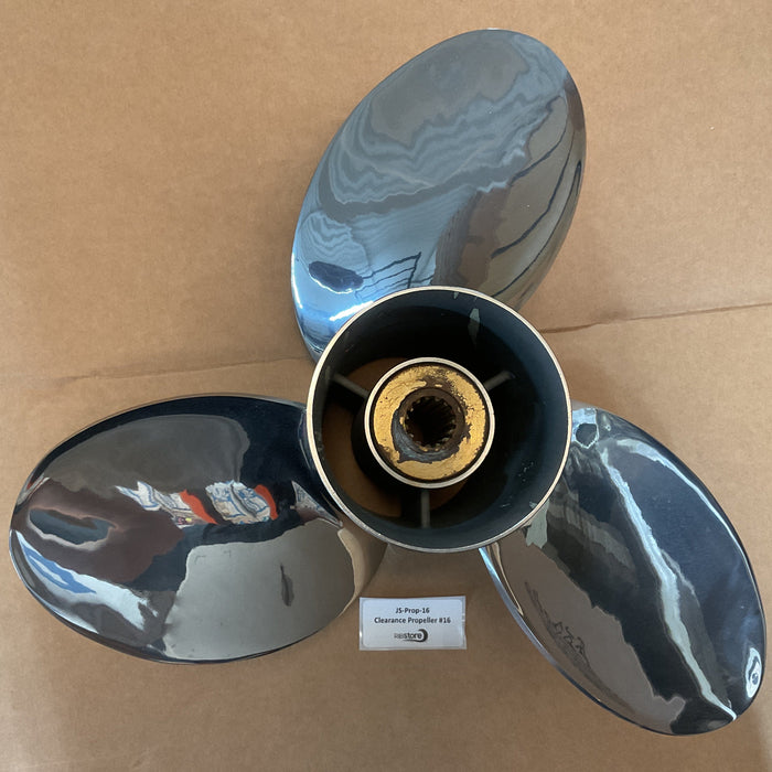 Clearance Propeller #16 - Suzuki Boat Propeller Stainless  3 x 15 1/2 x 17L - 58200-96JA0