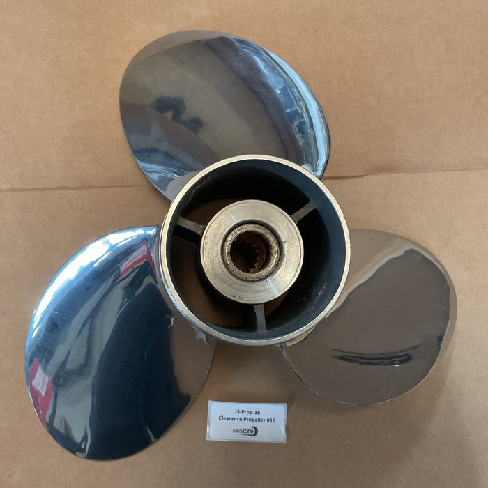 Clearance Propeller #16 - Suzuki Boat Propeller Stainless  3 x 15 1/2 x 17L - 58200-96JA0