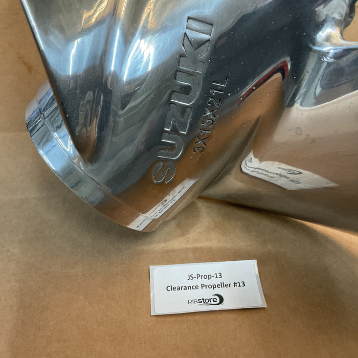 Clearance Propeller #13 - Suzuki Boat Propeller Stainless 3 x 15 x 21L