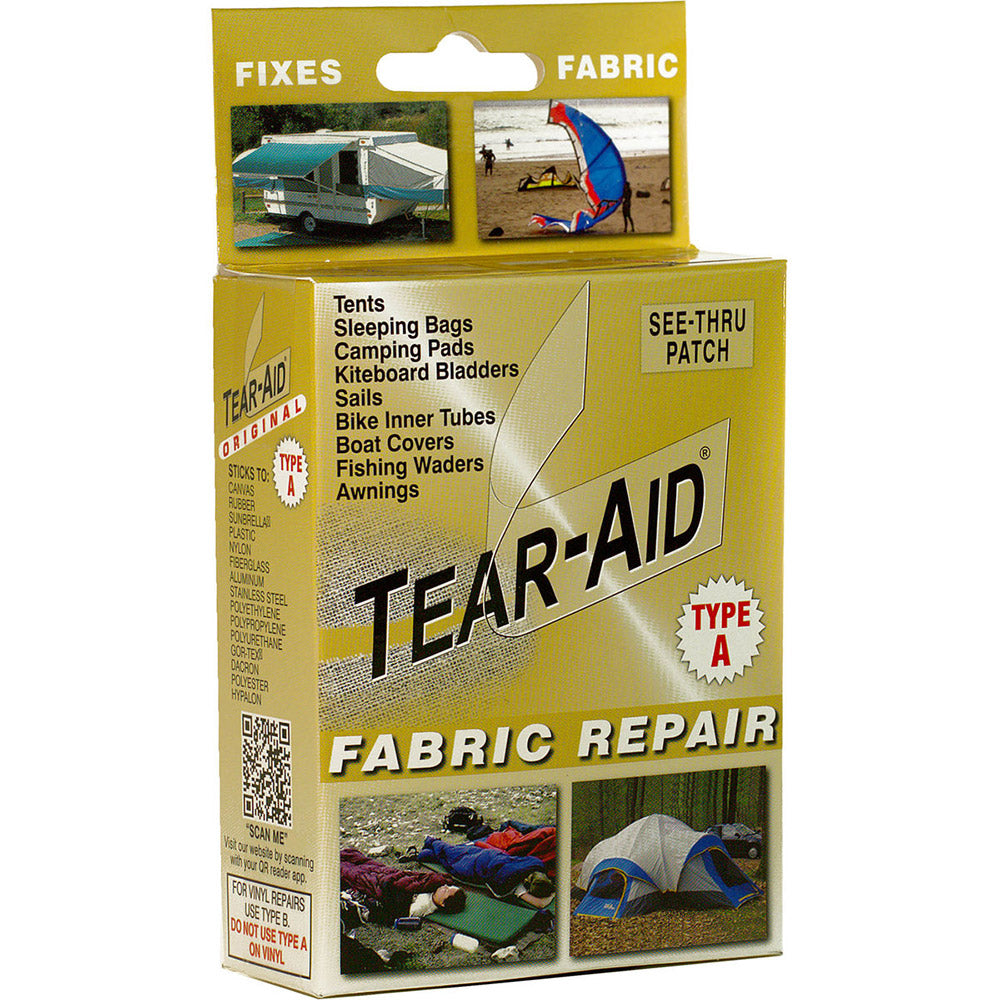  TEAR-AID Fabric Repair Kit, Type A Clear Patch for Canvas,  Fiberglass, Leather, Polyester, Nylon & More, Gold Box, 2 Pack : Sports &  Outdoors